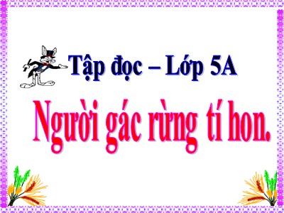 Bài giảng Tập đọc 5 - Bài: Người gác rừng tí hon (Nguyễn Thị Cẩm Châu)