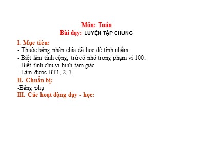 Bài giảng Toán 2 - Bài: Luyện tập chung (Trang 180)