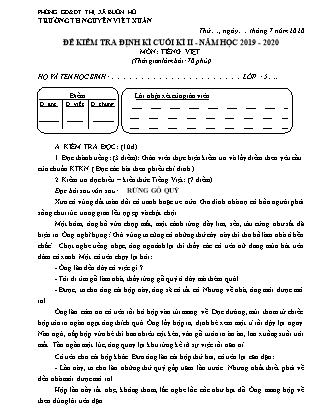 Đề kiểm tra định kì cuối kì II môn Tiếng Việt Lớp 5 - Năm học 2019-2020 - Trường Tiểu học Nguyễn Viết Xuân (Có đáp án)