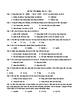 Bài tập trắc nghiệm Hóa học 10 - Lần 3