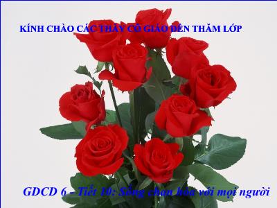 Bài giảng Giáo dục công dân Lớp 6 - Tiết 10: Sống chan hòa với mọi người