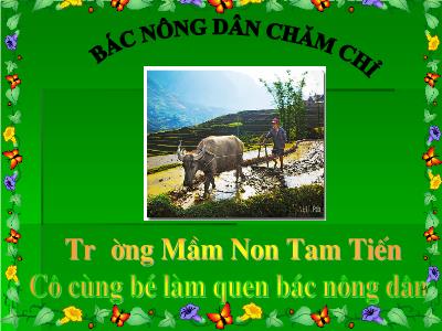 Bài giảng Mầm non Lớp Chồi - Đề tài: Cô bé làm cùng bác nông dân - Trường Mầm Non Tam Tiến