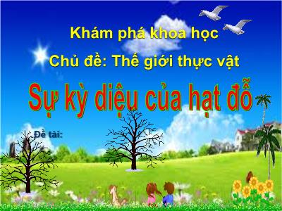 Bài giảng Mầm non Lớp Mầm - Chủ đề: Thế giới thực vật. Đề tài: Sự kỳ diệu của hạt đỗ