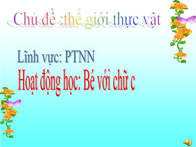 Bài giảng Mầm non Lớp Mầm - Chủ đề: Thế giới thực vật. Hoạt động học: Bé với chữ c