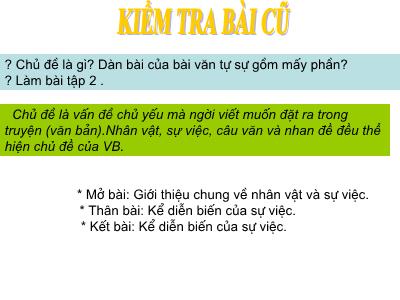 Bài giảng Ngữ Văn Lớp 6 - Tiết 16: Tìm hiểu đề và cách làm bài văn tự sự