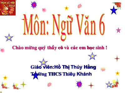 Bài giảng Ngữ Văn Lớp 6 - Tiết 86: So sánh - Hồ Thị Thúy Hằng