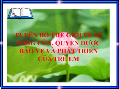 Bài giảng Ngữ Văn Lớp 9 - Tiết 11+12: Tuyên bố thế giới về sự sống còn, quyền được bảo vệ và phát triển của trẻ em