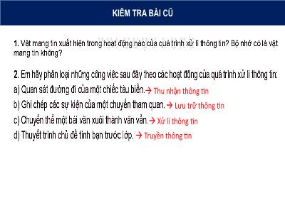 Bài giảng Tin học Lớp 6 - Bài 3: Thông tin trong máy tính