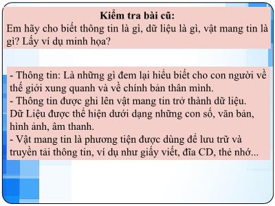 Bài giảng Tin học Lớp 6 (Sách Kết nối tri thức) - Bài 2: Xử lý thông tin