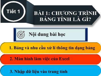 Bài giảng Tin học Lớp 7 - Tiết 1, Bài 1: Chương trình bảng tính là gì? - Trường THCS Yên Trung