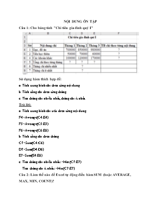 Bài tập ôn tập môn Tin học Lớp 7 - Giữa kỳ 2 (Có đáp án)