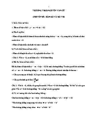 Chuyên đề Hàm số và đồ thị - Trường THCS Nguyễn Văn Cừ