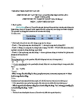 Chuyên đề Ôn thi vào 10 môn Tiếng Anh Lớp 9 - Ôn tập: Câu bị động - Trường THCS Nguyễn Văn Cừ