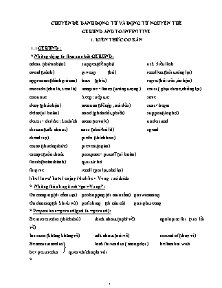 Chuyên đề Ôn thi vào 10 môn Tiếng Anh Lớp 9 - Ôn tập: Danh động từ và động từ nguyên thể