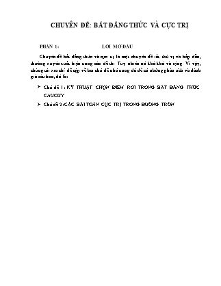 Chuyên đề Toán Lớp 9 - Ôn tập: Bất đẳng thức và cực trị - Năm học 2020-2021 - Trường THCS Từ Sơn