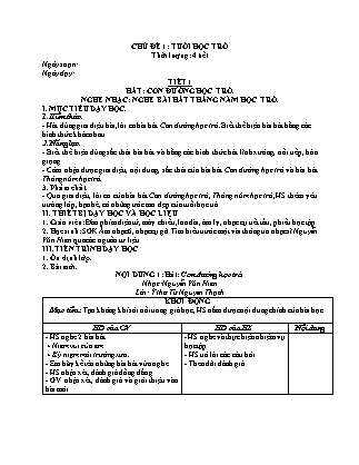 Giáo án Âm nhạc Lớp 6 - Tiết 1: Hát: Con đường học trò. Nghe nhạc: Tháng năm học trò