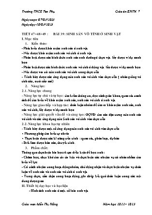 Giáo án Khoa học tự nhiên Lớp 7 - Tiết 47+48+49 - Bài 39: Sinh sản vô tính ở sinh vật - Năm học 2022-2023 - Mẫn Thị Hằng
