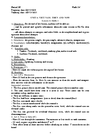 Giáo án Tiếng Anh Lớp 9 - Period 38, Unit 6: Viet Nam Then and now. Lesson 4: Skills 1 - Năm học 2021-2022