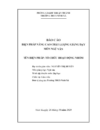 Sáng kiến kinh nghiệm Biện pháp nâng cao chất lượng giảng dạy môn Ngữ Văn