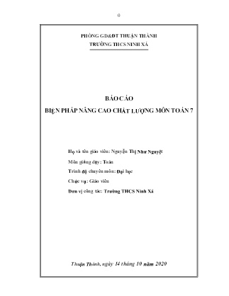 Sáng kiến kinh nghiệm Biện pháp nâng cao chất lượng môn Toán 7