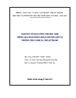 SKKN Giáo dục kĩ năng sống cho học sinh thông qua hoạt động ngoài giờ lên lớp tại Trường THCS Ninh Xá, Thuận Thành