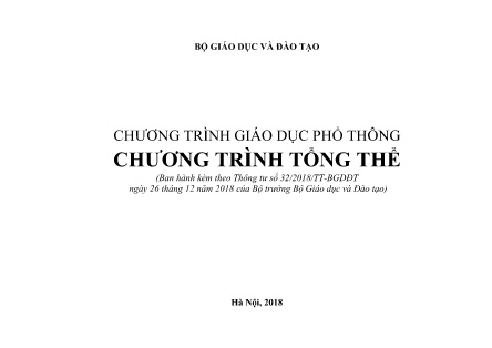 Tài liệu Chương trình giáo dục phổ thông: Chương trình tổng thể