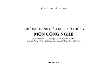 Tài liệu Chương trình giáo dục phổ thông môn Công nghệ
