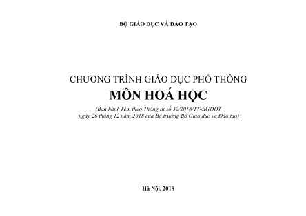 Tài liệu Chương trình giáo dục phổ thông môn Hoá học