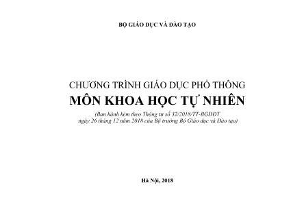 Tài liệu Chương trình giáo dục phổ thông môn Khoa học tự nhiên