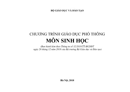 Tài liệu Chương trình giáo dục phổ thông môn Sinh học