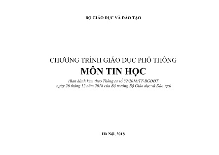 Tài liệu Chương trình giáo dục phổ thông môn Tin học