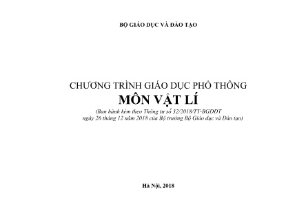 Tài liệu Chương trình giáo dục phổ thông môn Vật lí