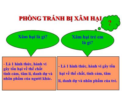 Bài giảng Khoa học Lớp 5 - Bài 18: Phòng tránh bị xâm hại - Năm học 2022-2023