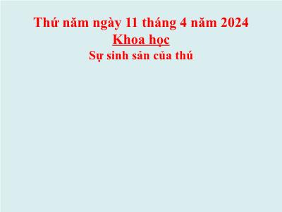 Bài giảng Khoa học Lớp 5 - Bài 59: Sự sinh sản của thú - Năm học 2023-2024