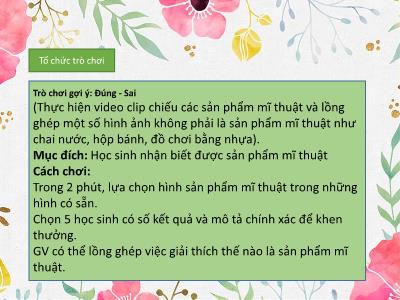 Bài giảng Mĩ thuật Lớp 1 (Kết nối tri thức) - Chủ đề 1: Mĩ thuật trong nhà trường