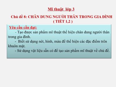 Bài giảng Mĩ thuật Lớp 3 (Kết nối tri thức) - Chủ đề 8: Chân dung người thân trong gia đình (Tiết 1+2)