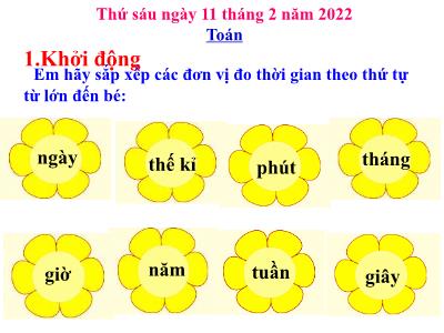 Bài giảng môn Toán Lớp 5 - Bảng đơn vị đo thời gian - Năm học 2021-2022