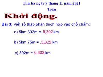 Bài giảng môn Toán Lớp 5 - Luyện tập Trang 45 - Năm học 2021-2022