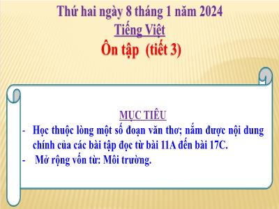 Bài giảng Tiếng Việt Lớp 5 - Tuần 18: Ôn tập cuối học kì I (Tiết 3) - Năm học 2023-2024