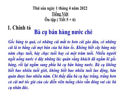 Bài giảng Tiếng Việt Lớp 5 - Tuần 28: Ôn tập giữa học kỳ II (Tiết 5+6) - Năm học 2021-2022