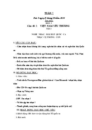 Kế hoạch bài dạy Âm nhạc & Hoạt động trải nghiệm Khối Tiểu học - Tuần 7 - Năm học 2024-2025 - Lữ Thúy Nga