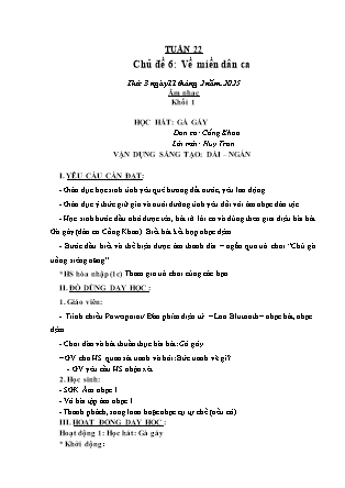 Kế hoạch bài dạy Âm nhạc & Hoạt động trải nghiệm Khối Tiểu học - Tuần 22 - Năm học 2024-2025 - Lữ Thúy Nga