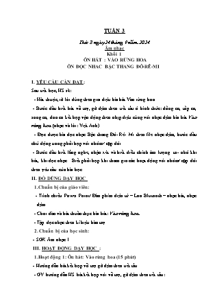 Kế hoạch bài dạy Âm nhạc & Hoạt động trải nghiệm Khối Tiểu học - Tuần 3 - Năm học 2024-2025 - Lữ Thúy Nga