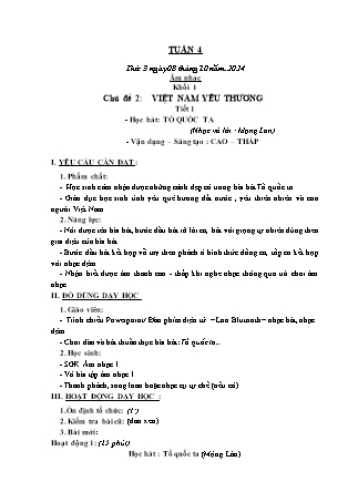 Kế hoạch bài dạy Âm nhạc & Hoạt động trải nghiệm Khối Tiểu học - Tuần 5 - Năm học 2024-2025 - Lữ Thúy Nga
