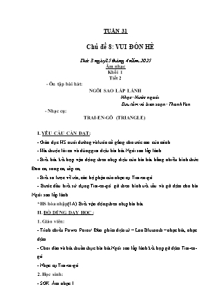Kế hoạch bài dạy Âm nhạc & Hoạt động trải nghiệm Khối Tiểu học - Tuần 31 - Năm học 2024-2025 - Lữ Thúy Nga