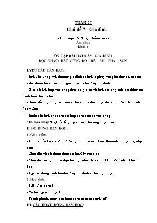 Kế hoạch bài dạy Âm nhạc & Hoạt động trải nghiệm Khối Tiểu học - Tuần 27 - Năm học 2024-2025 - Lữ Thúy Nga