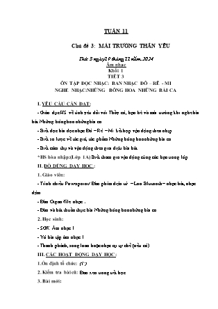 Kế hoạch bài dạy Âm nhạc & Hoạt động trải nghiệm Khối Tiểu học - Tuần 11 - Năm học 2024-2025 - Lữ Thúy Nga