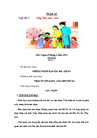 Kế hoạch bài dạy Âm nhạc & Hoạt động trải nghiệm Khối Tiểu học - Tuần 20 - Năm học 2024-2025 - Lữ Thúy Nga