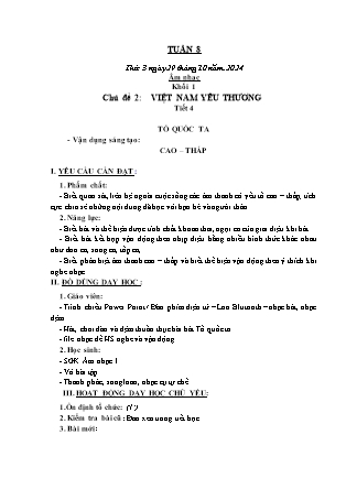Kế hoạch bài dạy Âm nhạc & Hoạt động trải nghiệm Khối Tiểu học - Tuần 8 - Năm học 2024-2025 - Lữ Thúy Nga