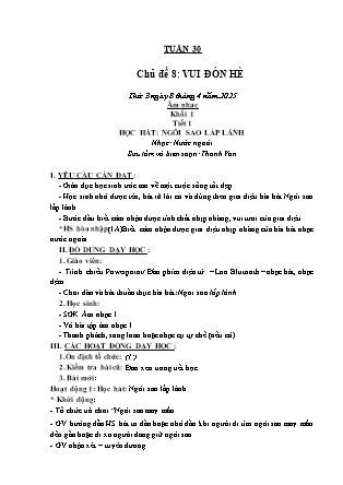Kế hoạch bài dạy Âm nhạc & Hoạt động trải nghiệm Khối Tiểu học - Tuần 30 - Năm học 2024-2025 - Lữ Thúy Nga
